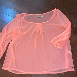 Hollister sheer pink blouse